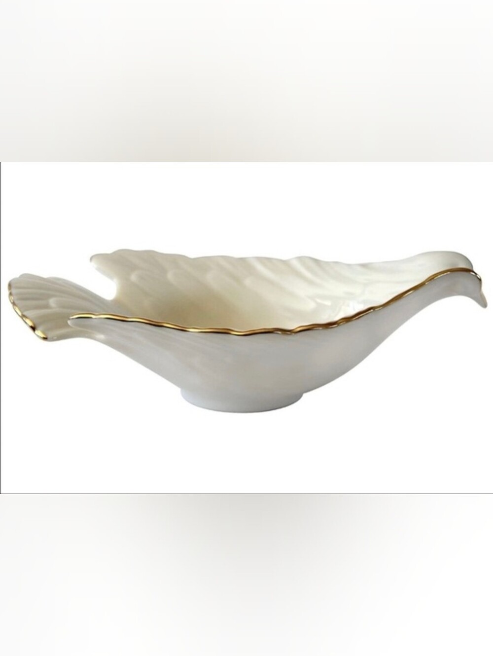 Vintage Lenox White Porcelain Dove-Shaped Candy/Nut Bowl with 24kt Gold Rim